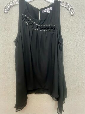 Jennifer Lopez Black Sleeveless Lace-Up Detail Camisole
